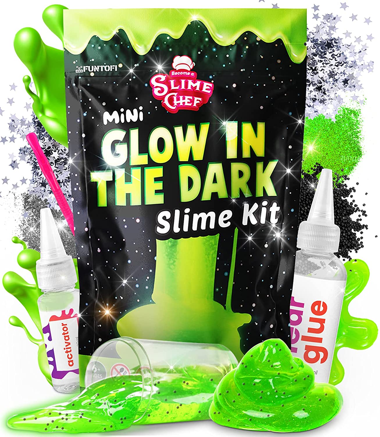 Glow in The Dark Slime – Glow in The Dark Party Favors Slime Kit for Girls  Ages 8-12 – Glow in The Dark Slime Kit for Girls 10-12 DIY Neon Slime Kit